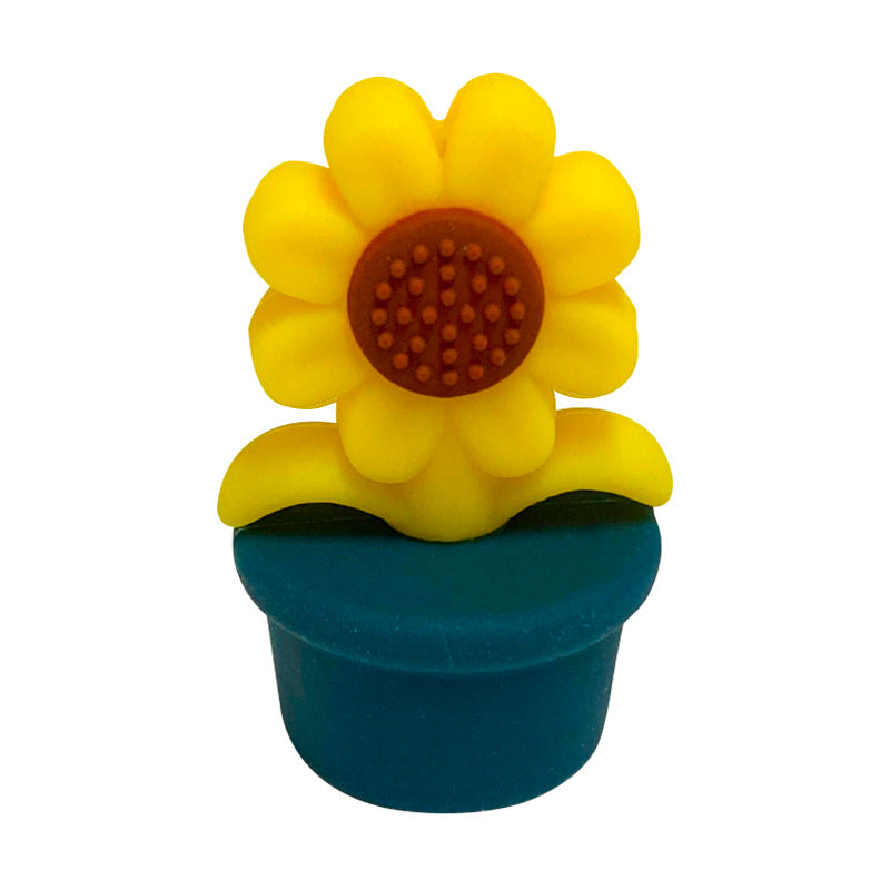 Wholesale 10PCS Silicone Flower Pot Sunflower Focal beads